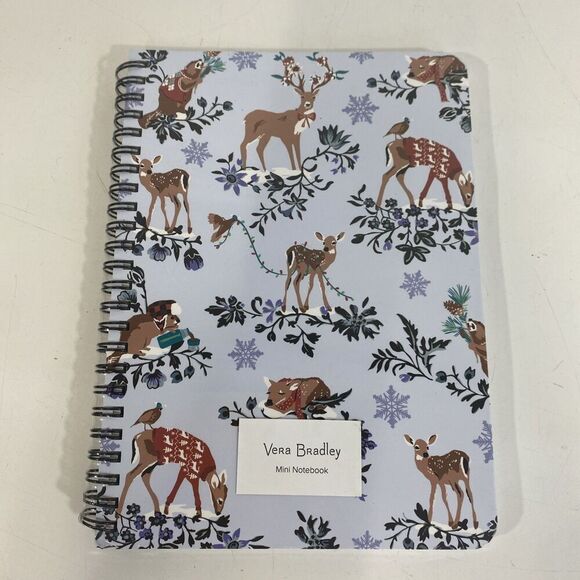 Vera Bradley Mini Notebook Christmas Holiday Deer Gift NWT Blank Journal 6” x 8” - Picture 1 of 5